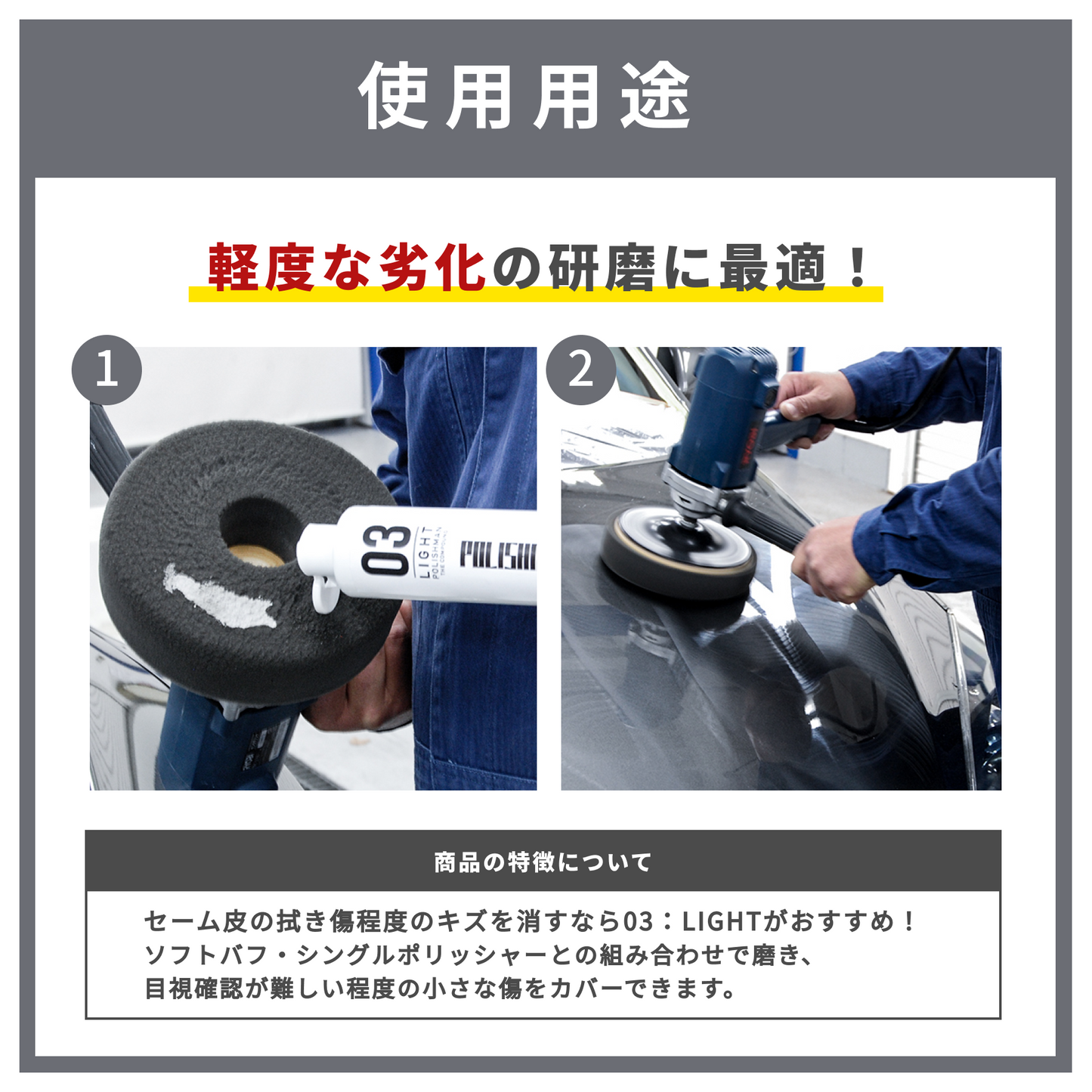 ポリッシュマン 03 補修用品 コンパウンド 研磨材 車 シリコン配合 水垢除去 ツヤ出し 鏡面