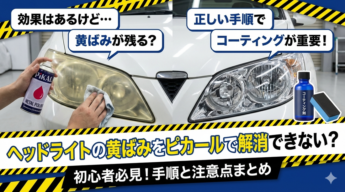 【初心者必見】ヘッドライトの黄ばみをピカールで解消できない？手順と注意点まとめ