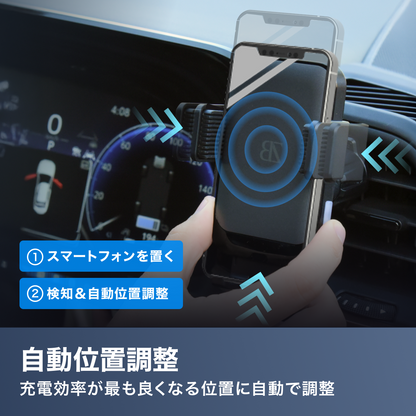 自動検知機能 車載ホルダー ワイヤレス充電 充電コイル自動開閉 エアコン口取付 最大15W 急速充電 スマホホルダー 車 充電 Qi対応 CARZEL (ホルダー/ワイヤレス)