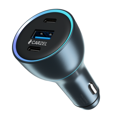 CARZEL 130W シガーソケット usb-c カーチャージャー 3ポート 【3ポート：Type-C1 100W + Type-C2 30W + USB 18W】車 充電器 車載充電器 iphone 15/14/13シリーズ, iPad, Macbook Pro Air, ノートパソコン