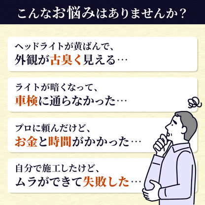 MOBRICH ヘッドライト 磨き クリーナー コーティング スプレー 車 黄ばみ 黄ばみ取り ライト ヘッドライトクリーナー 簡単 4台分