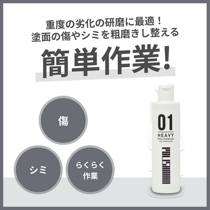 ポリッシュマン 01 補修用品 コンパウンド 車 セラミック 荒磨き用 傷消し 研磨材 シミ消し　